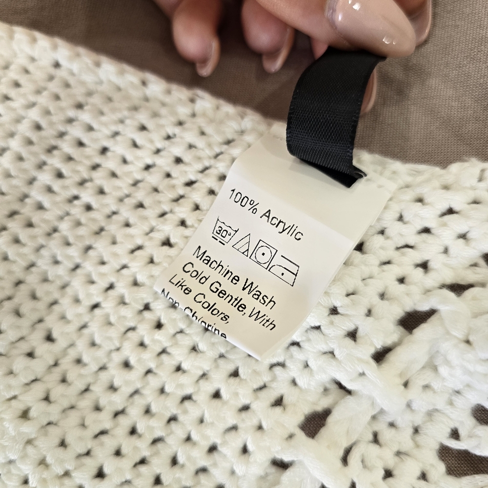 Shein White Swimwear Cover Up Tunic Sundress Frindge Knitted Size Small - Picture 9 of 9